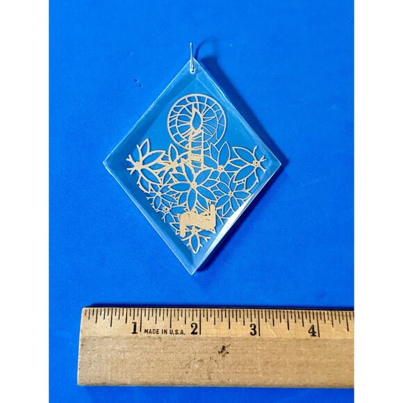 1997 Holiday Treasures Collectors’ Acrylic Lighted Candle Poinsettias Ornament - Picture 12 of 14